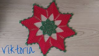 Tutorial Parte1 Centrino Natalizio alluncinetto  stella di natale [upl. by Arenahs]