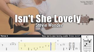 Isnt She Lovely  Stevie Wonder  Fingerstyle Guitar  TAB  Chords  Lyrics [upl. by Ardisi]