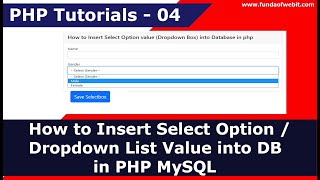 How to Insert Select Option  Dropdown List Value into database in PHP MySQL  PHP Tutorials  4 [upl. by Brynn125]