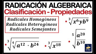 RADICACIÓN 03 Algebra  Clasificación y Propiedades [upl. by Willa]