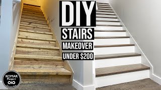 DIY Stairs Makeover for Under 200 with Full Cost Breakdown [upl. by Aisetal207]