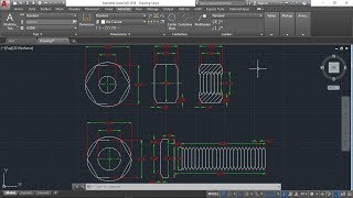 AutoCAD 2D how to draw bolt and nut autoCAD training part1 [upl. by Eirena]