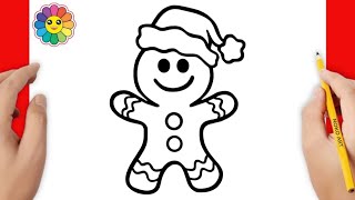 HOW TO DRAW A CHRISTMAS GINGERBREAD MAN [upl. by Avelin895]