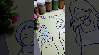 Mewarnai gambar dengan pasir warna sambil bercerita art drawing shorts [upl. by Atirb]