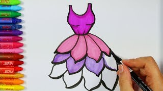 Wie zeichne lila Kleid 💜 Malvorlagen  Malbücher  Zeichnen Farbe und Ausmalen für Kinder [upl. by Akilak571]