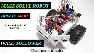 😱Maze Solve Smart Robot 🔋WALL FOLLOWER  🎮3 Ultrasonic Sensors Base With Full Details or Diagram [upl. by Robbert109]