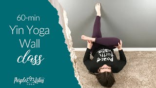 60 Minute Yin Yoga Wall Class [upl. by Ahsyekal545]