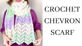 Crochet Chevron Scarf Easy Pattern Video Tutorial [upl. by Thirzi]