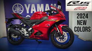 2024 Yamaha R15 V4 New Red amp Blue Colors Walkaround Review [upl. by Emlin]