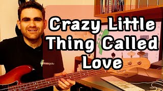 How To Play Crazy Little Thing Called Love On The Bass Guitar [upl. by Adirehs40]