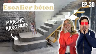 ESCALIER EN BETON  marches arrondies  VLOG Rénovation 30 [upl. by Swor]