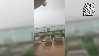 Passenger Video Shows Intense Conditions on Cruise Ship That Crashed in Mallorca Storm [upl. by Euqinom797]