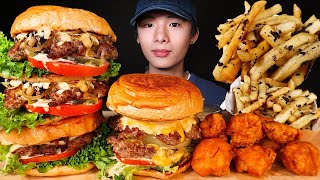 ASMR BURGER MATE 🍔 DOUBLE PINEAPPLE CHEESEBURGER  A4 WAGYU  FRIED CHICKEN Eating Sound MAR ASMR [upl. by Lambrecht]