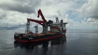 Starboard low view of offshore construction vessel Fortitude [upl. by Pia870]