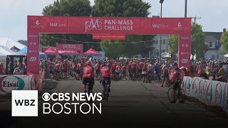 PanMass Challenge cyclists ride during heat wave for cancer research [upl. by Remlap]