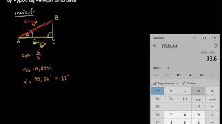 Výpočty v pravoúhlém trojúhelníku úhel  Goniometrické funkce [upl. by Schroder]