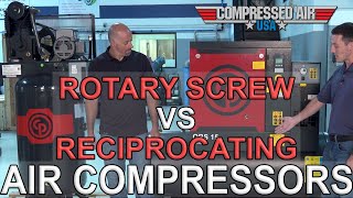 Rotary Screw VS Reciprocating Air Compressors  CompressedAirUSAcom [upl. by Rosie27]