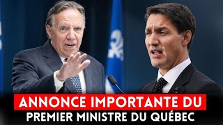 Urgent  Le premier ministre du Québec fait une annonce importante  François Legault [upl. by Cissy163]