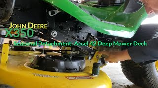 Remove Mower Deck from John Deere X350 for Winter [upl. by Zuleika309]