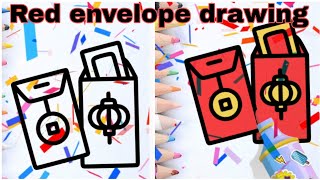 How to draw a envelope step by step drawing and colouring beautiful red❤️envelope drawing [upl. by Kirit606]