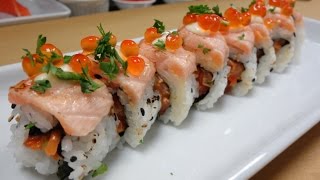 Crazy Salmon Roll  How To Make Sushi Series [upl. by Lymann]