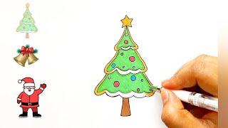 Easy Christmas tree drawing step by step tutorial  how to draw  easy drawing christmastree art [upl. by Golightly88]