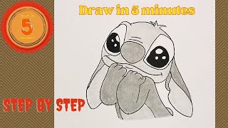 how to draw stitch from lilo and stitch  Disney characters 2 how to draw for beginners [upl. by Enilehcim]