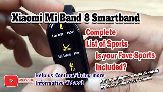 Xiaomi Mi Band 8 Smartband  Complete List of Sports Is your Fave Sports Included Check it out [upl. by Ardnuas466]