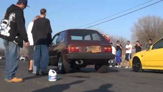 Toyota Starlet rotary vs turbo Civic Ek drag race [upl. by Ettenauq535]