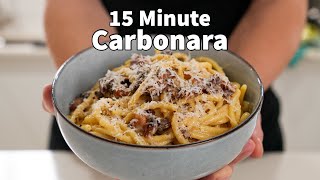 15 Minute Authentic Creamy Pasta Carbonara [upl. by Gusella]