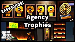 How to get the Agency Office trophies and trinkets  GTA V Online Easy Guide [upl. by Anaejer]