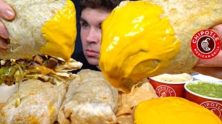 ASMR MUKBANG CHIPOTLE GIANT BURRITOS CHIPS CHEESE STEAK QUESADILLA  WITH CHEESE 2 [upl. by Januarius]