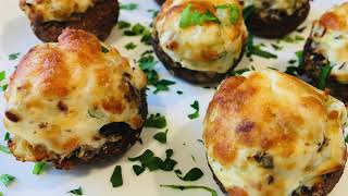 Quick amp Easy Stuffed Mushrooms  Cream Cheese  Air Fryer  Vegetarian  Mozzarella  Italian [upl. by Burris305]