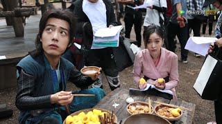 Douluo Continent 《斗罗大陆》 drama BTS 20210212 Xiao Zhan 肖战 Wu Xuanyi and the cast eating [upl. by Isa]