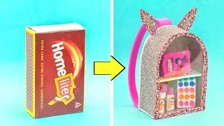 DIY Mini school bag from matchbox  Make miniature school bag with matchbox Craftube4u [upl. by Duwad]