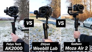 AK2000 VS Weebill Lab VS Moza Air 2  DSLM Gimbal Stabilization Comparison 2019 [upl. by Cornie]