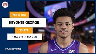 KEYONTE GEORGE 23 PTS vs MIN 30 Jan 2425 UTA Highlights [upl. by Ahsaei]