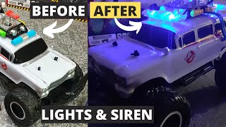 Ghostbusters ECTO1 4x4 RC Siren amp Lights Install  Ghost Hunting RP  Jada Toys RC Walmart 2020 [upl. by Kehr]