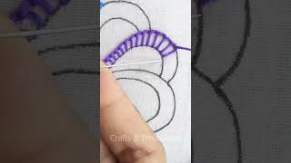 Cute amp easy buttonhole stitch flower design embroidery tutorial shorts trending embroidery art [upl. by Avner]