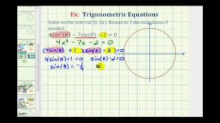 Ex Solve a Factorable Trig Equation with Rounded Radian Solutions  Quadratic Form [upl. by Norwood469]