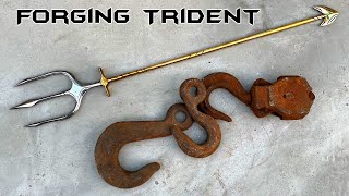 Forging POSEIDONS TRIDENT Out of Rusty Hook [upl. by Autrey486]