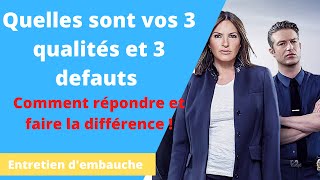 Entretien dembauche 3 qualités 3 défauts  COMMENT REPONDRE A CETTE QUESTION FACILEMENT [upl. by Milda681]