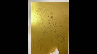 Master Study of Giotto Madonna and Child Watercolor on Metallic Golden Paper [upl. by Rockey984]