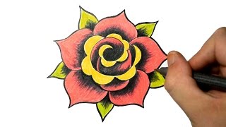 How to Draw a Simple Rose Tattoo Design [upl. by Robbert]