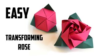 Origami TRANSFORMING Rose Cube Valentines Day Full HD [upl. by Mandel426]