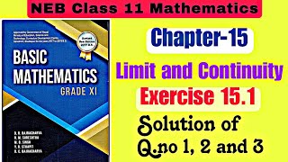 Complete Solution of Exercise 151 Chapter 15  Limits and Continuity Class 11 Basic Mathematics [upl. by Reidid]