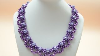 PandaHall Jewelry Making Tutorial VideoHow to Bead a Purple Pearl Lace Necklace for Brides [upl. by Nazay873]