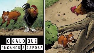 O Galo que tapeou uma Raposa  Fábulas de Esopo  Foca na História Shorts [upl. by Laekcim34]