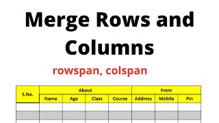 How to merge to rows amp columns in HTML  rowspan amp colspan in html  by Vivek Shakya  tutorial 11 [upl. by Rubinstein]