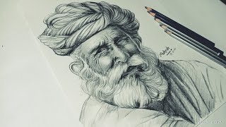 How to draw pencil sketch of old man with beard pencil portrait01 [upl. by Lali87]